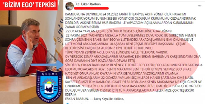 Çeşme'de 'Direksiyon'un Sahibi Değişmedi,  'Bizim Ego' Tepkisi Gecikmedi!